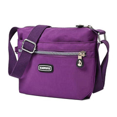 Waterproof Nylon Shoulder Bag Women's Zipper Purse Crossbody with Strap