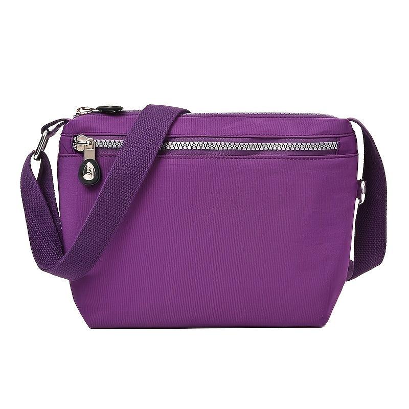 Waterproof Nylon Shoulder Bag Women's Zipper Purse Crossbody with Strap