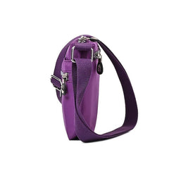 Waterproof Nylon Shoulder Bag Women's Zipper Purse Crossbody with Strap