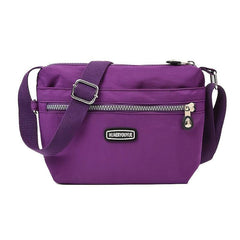 Waterproof Nylon Shoulder Bag Women's Zipper Purse Crossbody with Strap