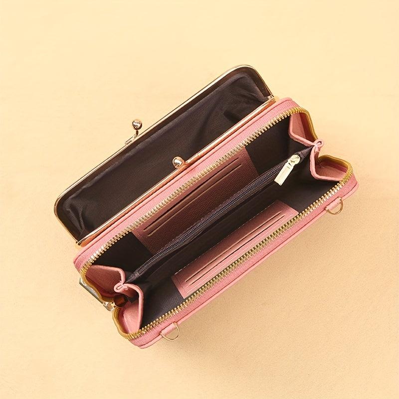Floral Embroidery Long Wallet Crossbody Phone Bag Coin Purses