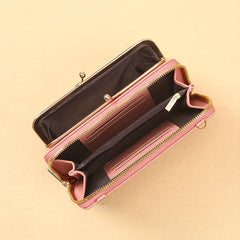 Floral Embroidery Long Wallet Crossbody Phone Bag Coin Purses