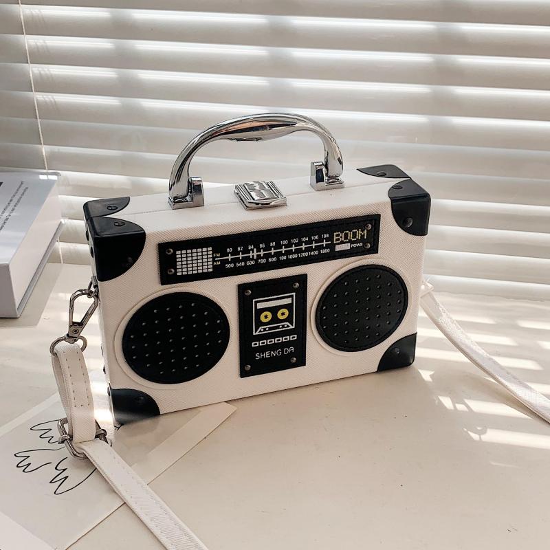 Mini Radio Box Crossbody Bag PU Leather Textured Novelty Bag