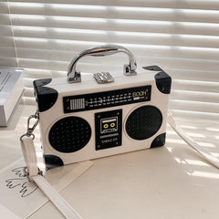 Mini Radio Box Crossbody Bag PU Leather Textured Novelty Bag