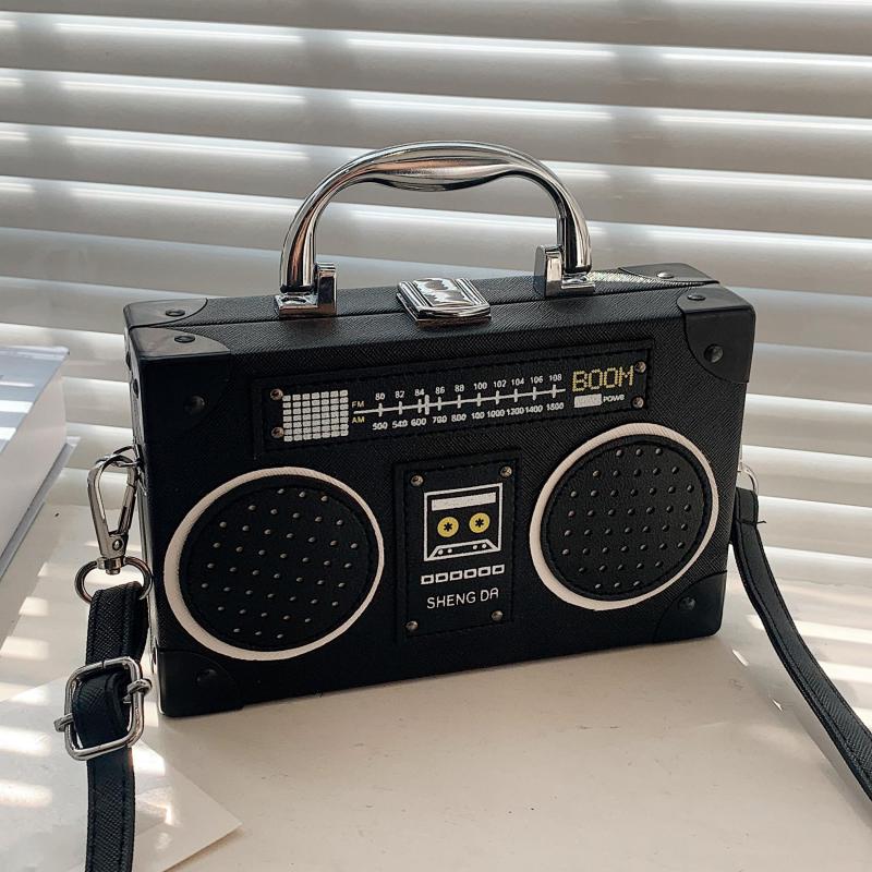 Mini Radio Box Crossbody Bag PU Leather Textured Novelty Bag
