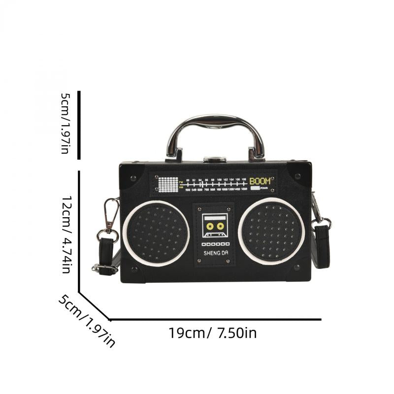 Mini Radio Box Crossbody Bag PU Leather Textured Novelty Bag