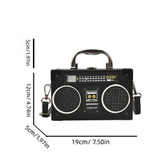 Mini Radio Box Crossbody Bag PU Leather Textured Novelty Bag