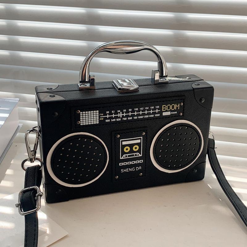 Mini Radio Box Crossbody Bag PU Leather Textured Novelty Bag