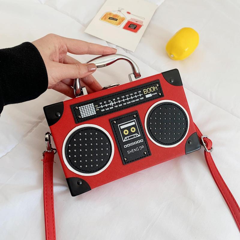 Mini Radio Box Crossbody Bag PU Leather Textured Novelty Bag
