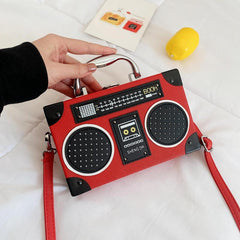 Mini Radio Box Crossbody Bag PU Leather Textured Novelty Bag