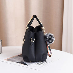 3D Flower Decor Handbag PU Crossbody Bag Top Handle Purse