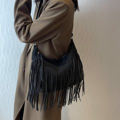 Fringe Suede Crossbody Bag Bohemian Style Shoulder Bag