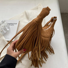 Fringe Suede Crossbody Bag Bohemian Style Shoulder Bag