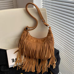 Fringe Suede Crossbody Bag Bohemian Style Shoulder Bag