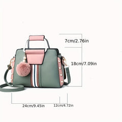 Faux Pearl Crossbody Bag with Pompom Decor