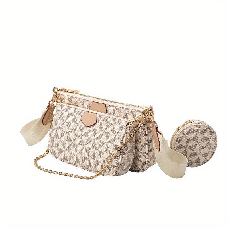 Geometric Pattern Crossbody Bag with Coin Purse for Women