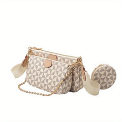 Geometric Pattern Crossbody Bag with Coin Purse for Women