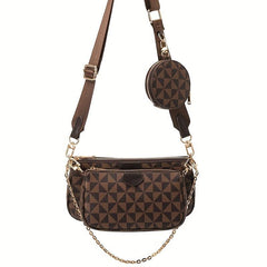 Geometric Pattern Crossbody Bag with Coin Purse for Women