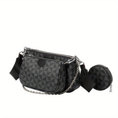 Geometric Pattern Crossbody Bag with Coin Purse for Women