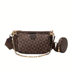 Geometric Pattern Crossbody Bag with Coin Purse for Women