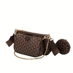 Geometric Pattern Crossbody Bag with Coin Purse for Women