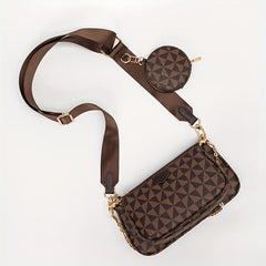 Geometric Pattern Crossbody Bag with Coin Purse for Women