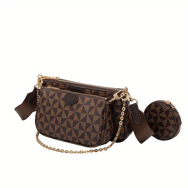 Geometric Pattern Crossbody Bag with Coin Purse for Women