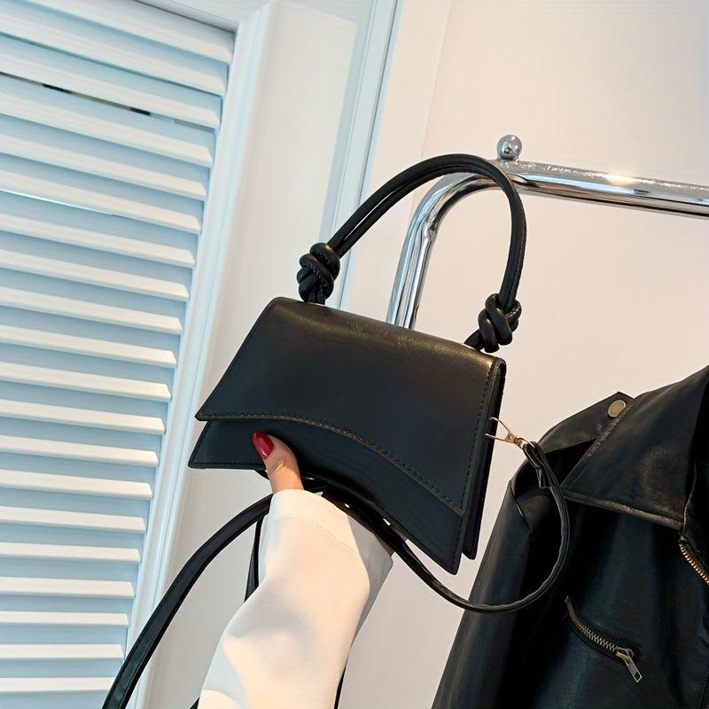 Stylish Shoulder Bag Solid Flap Satchel Crossbody Bag