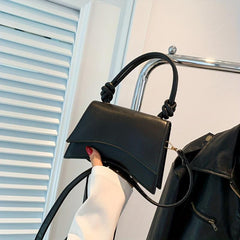 Stylish Shoulder Bag Solid Flap Satchel Crossbody Bag