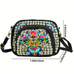 Women's Embroidered Canvas Coin Purse Mobile Phone Bag