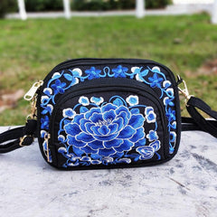 Women's Embroidered Canvas Coin Purse Mobile Phone Bag