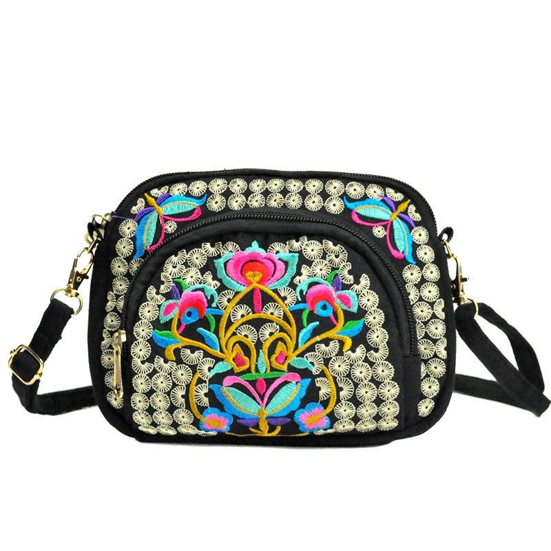 Women's Embroidered Canvas Coin Purse Mobile Phone Bag