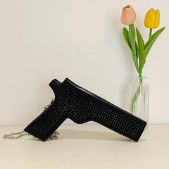 Gun Shape Rhinestone Chain Bag Niche Glitter Purse