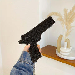 Gun Shape Rhinestone Chain Bag Niche Glitter Purse