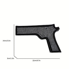 Gun Shape Rhinestone Chain Bag Niche Glitter Purse
