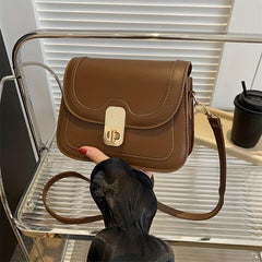 Turn Lock Shoulder Bag All Match Flap Purse