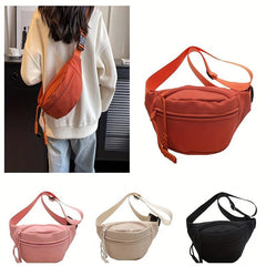 Outdoor Solid Chest Bag Nylon Lightweight Adjustable Strap Crossbody Bag