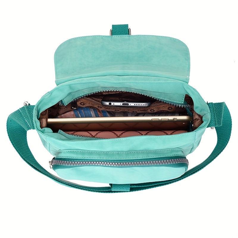 Nylon Flap Crossbody Bag Lightweight Messenger Shoulder Bag