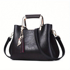 Retro Style Crossbody Bag Tassel Decor Handbags Double Handle Purse