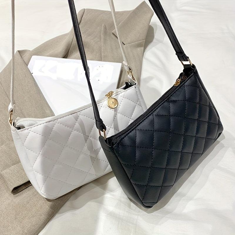 Argyle Quilted Underarm Bag Women's PU Leather Square Purse