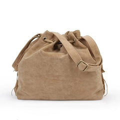 Suede Fringe Trim Bucket Crossbody Bag Vintage Drawstring Purse