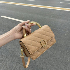Quilted Crossbody Bag Flap Square Purse Top Handle Solid Shoulder Purse