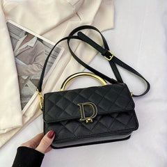 Quilted Crossbody Bag Flap Square Purse Top Handle Solid Shoulder Purse