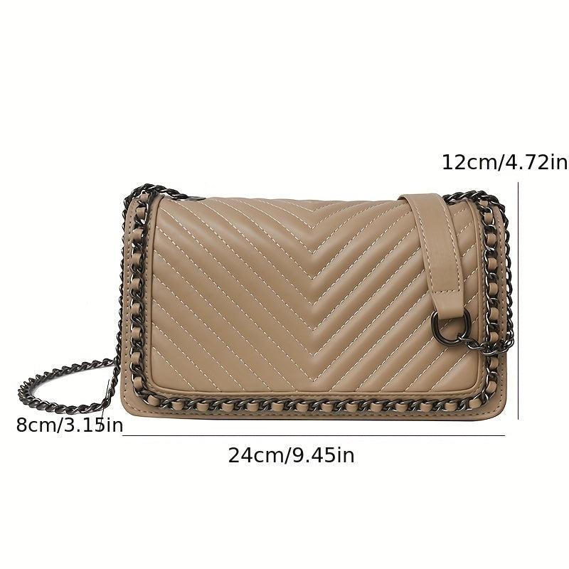 Metal Chain Crossbody Clutch Bag PU Leather Handbag