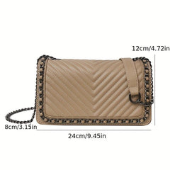 Metal Chain Crossbody Clutch Bag PU Leather Handbag