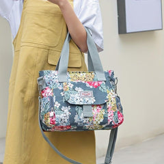 Flower Pattern Tote Bag Nylon Crossbody Bag Large Capacity