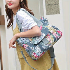 Flower Pattern Tote Bag Nylon Crossbody Bag Large Capacity