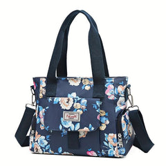 Flower Pattern Tote Bag Nylon Crossbody Bag Large Capacity