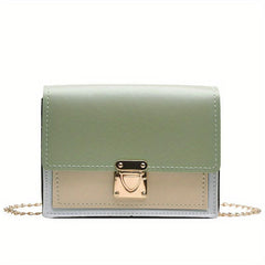 Mini Contrast Crossbody Bag Chain Shoulder Bag Faux Leather Square Purses