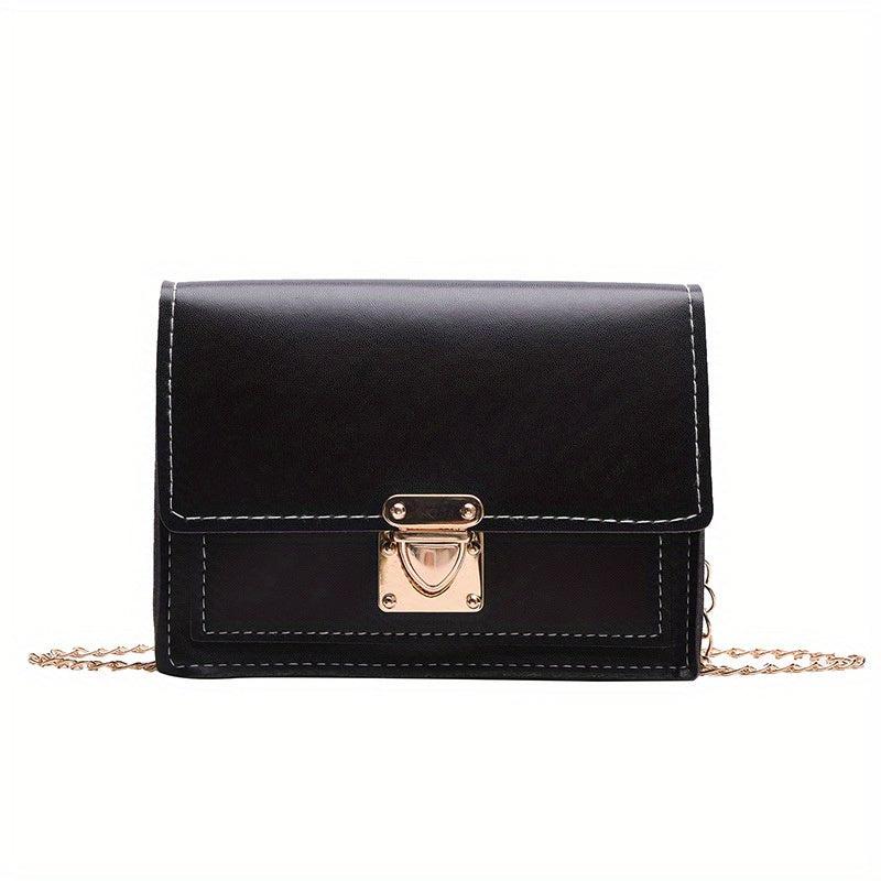 Mini Contrast Crossbody Bag Chain Shoulder Bag Faux Leather Square Purses